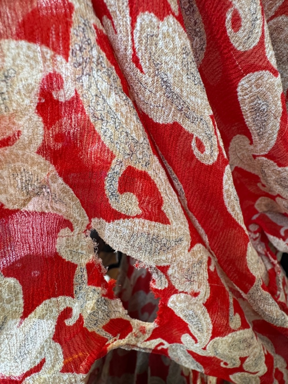 Kooples Red Paisley Volute Asymmetric Midi Dress Size 1 - Picture 10 of 10